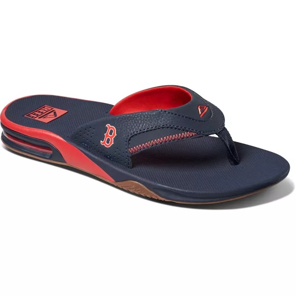 REEF FANNING X MLB BOSTON RED SOX FLIP FLOPS SANDALS WITH BOTTLE OPENER - Picture 1 of 11